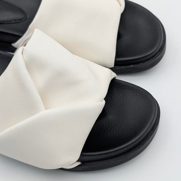 Open Edit Twisted Knot Flat Sandals Women's White/Black Size US7.5M EU38 - Picture 13 of 13